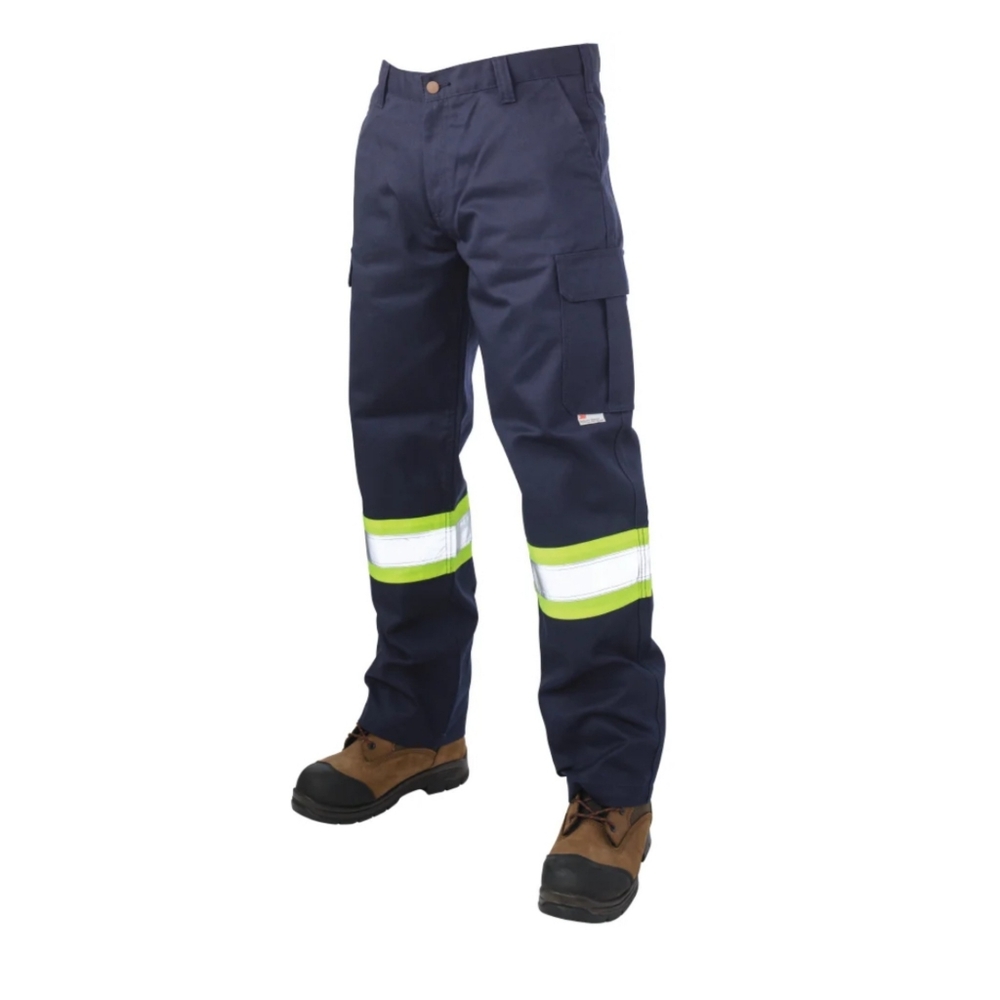 TOUGH DUCK Men's Navy Reflective Water Repellent Workpants, Size 40×30
